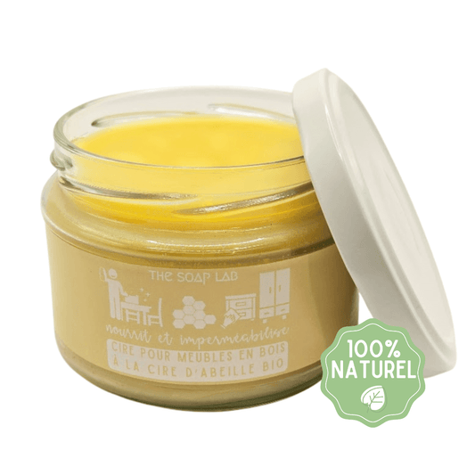 cire pour bois à la cire d'abeille bio / dans bocal en verre de 280 mL