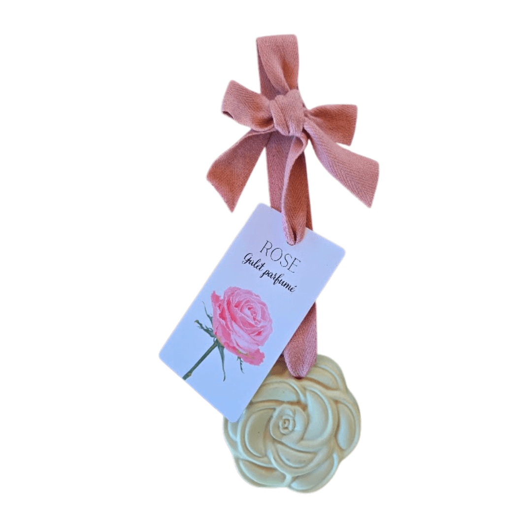 diffuseur en plâtre en forme de fleur parfum rose / The Soap Lab
