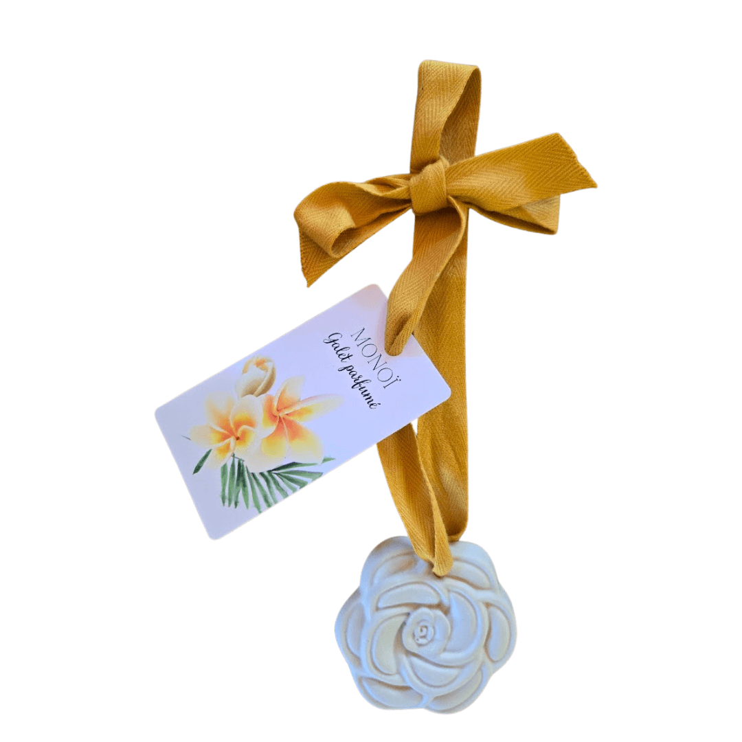 diffuseur en plâtre en forme de fleur parfum monoï / The Soap Lab