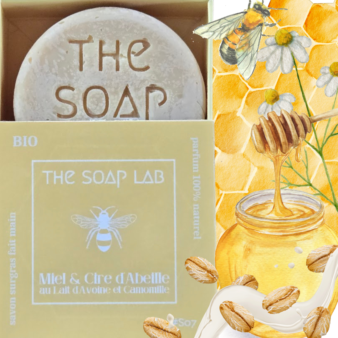 savon miel & cire d'abeille dans sa boîte