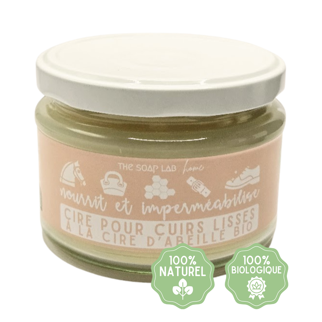 cire pour cuirs à la cire d'abeille Bio / dans pot en verre de 280mL