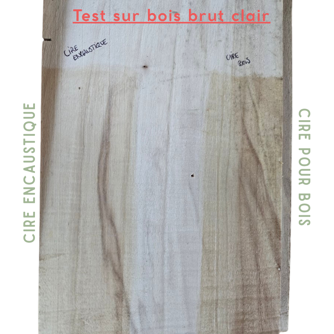 Test de la cire pour bois et de la cire encaustique sur un bois brut clair