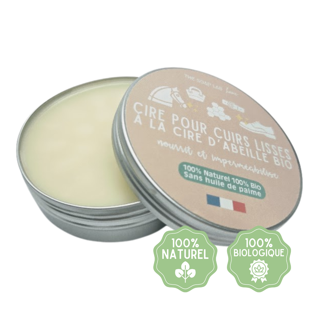 cire pour cuirs à la cire d'abeille Bio / dans pot en métal de 100mL