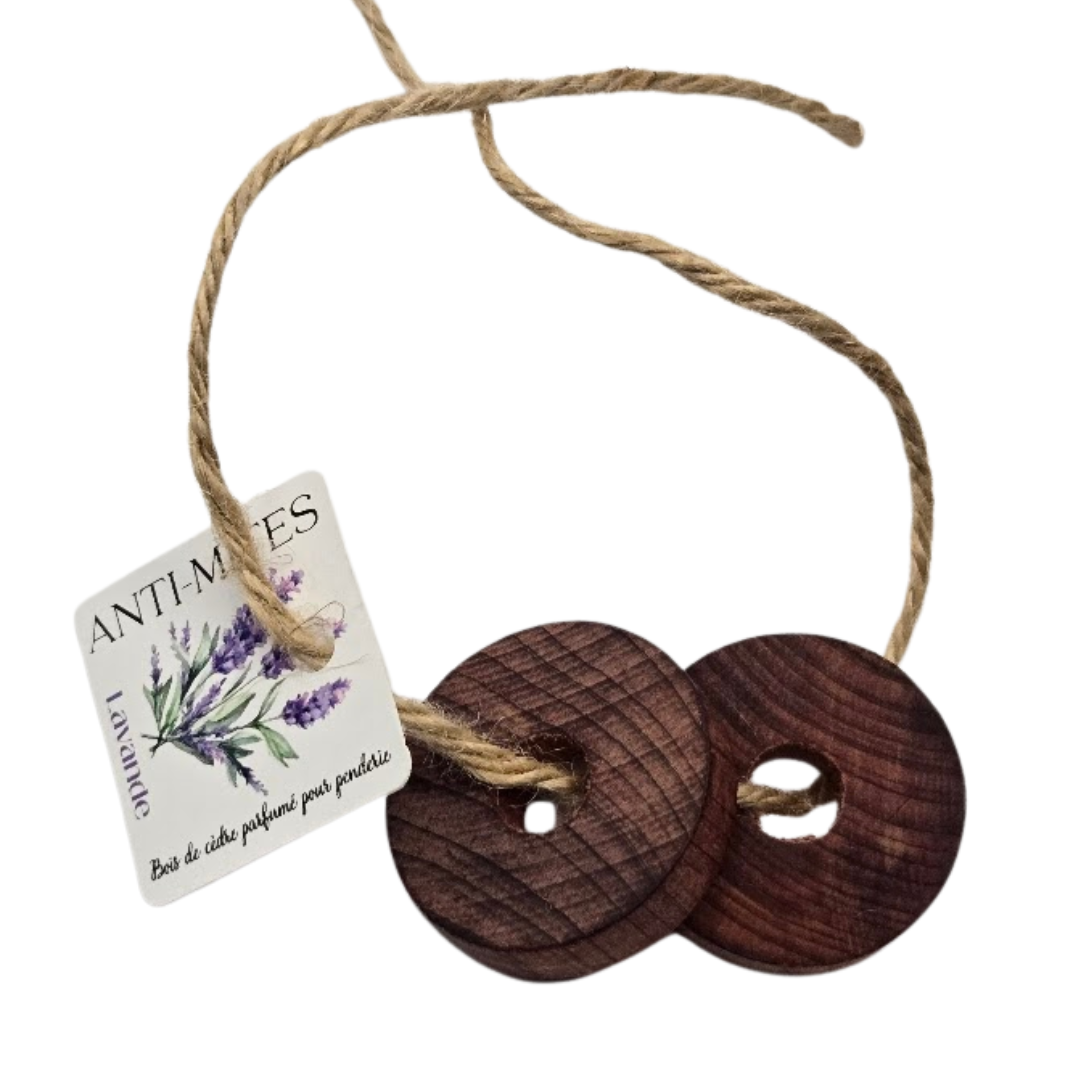 bois de cèdre anti mites avec lien en jute