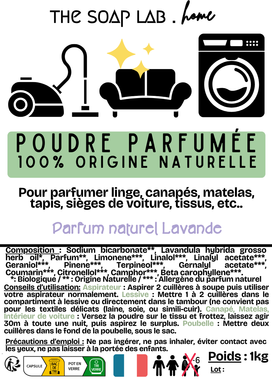 étiquette de la poudre parfumée naturelle parfum Lavande