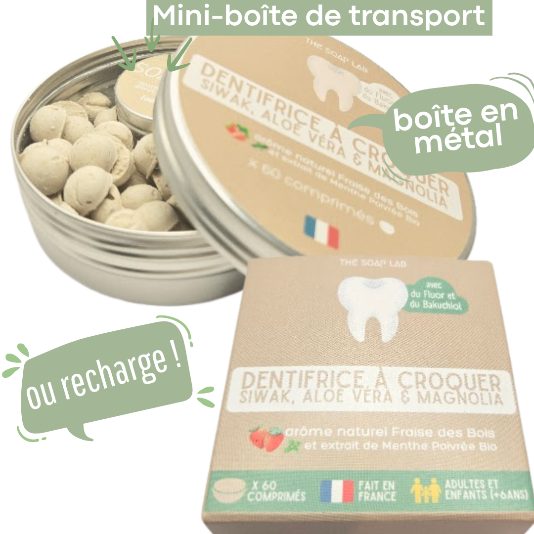dentifrice à croquer au siwak et fluor / arôme naturel fraise des bois