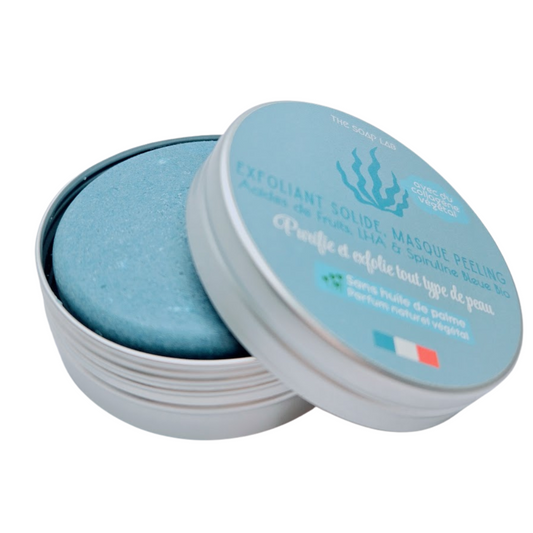 exfoliant et masque peeling solide pour le visage aux acides de fruits et LHA