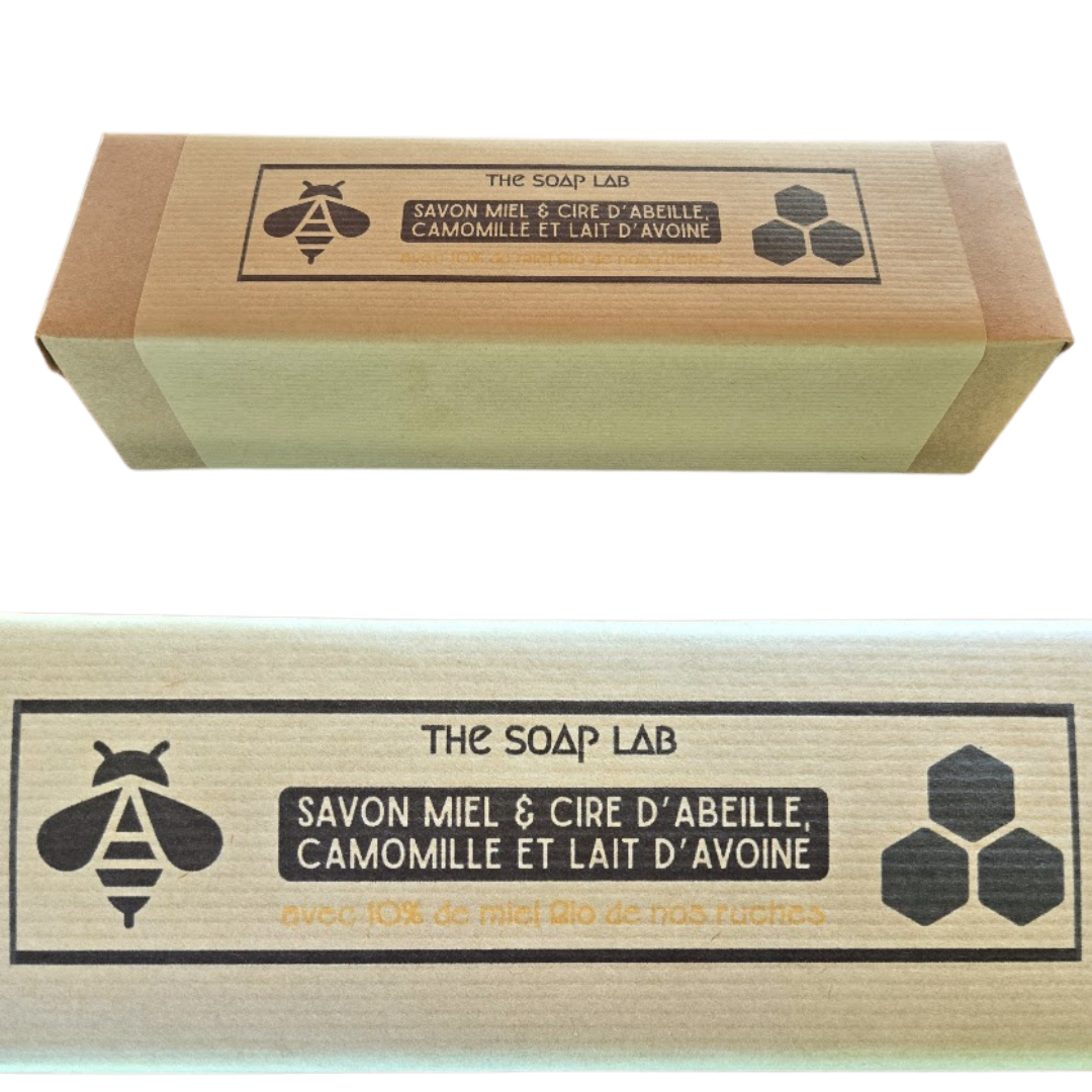 Savon en barre 1kg / Miel & Cire d'Abeille, Camomille et Lait d'Avoine