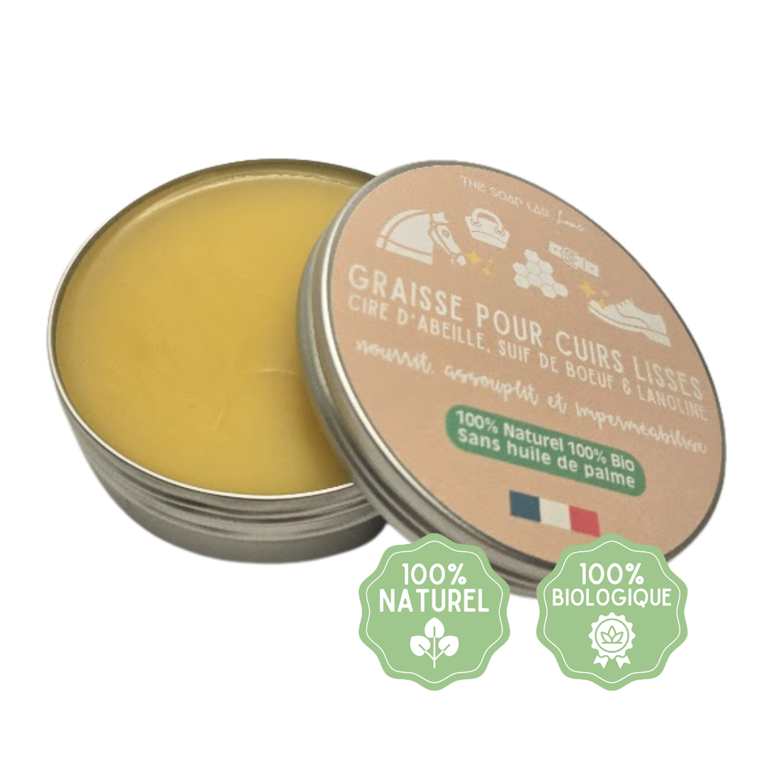 graisse pour cuirs lisses dans pot en métal de 100mL
