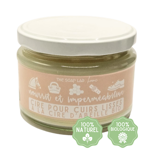 cire pour cuirs à la cire d'abeille Bio / dans pot en verre de 280mL